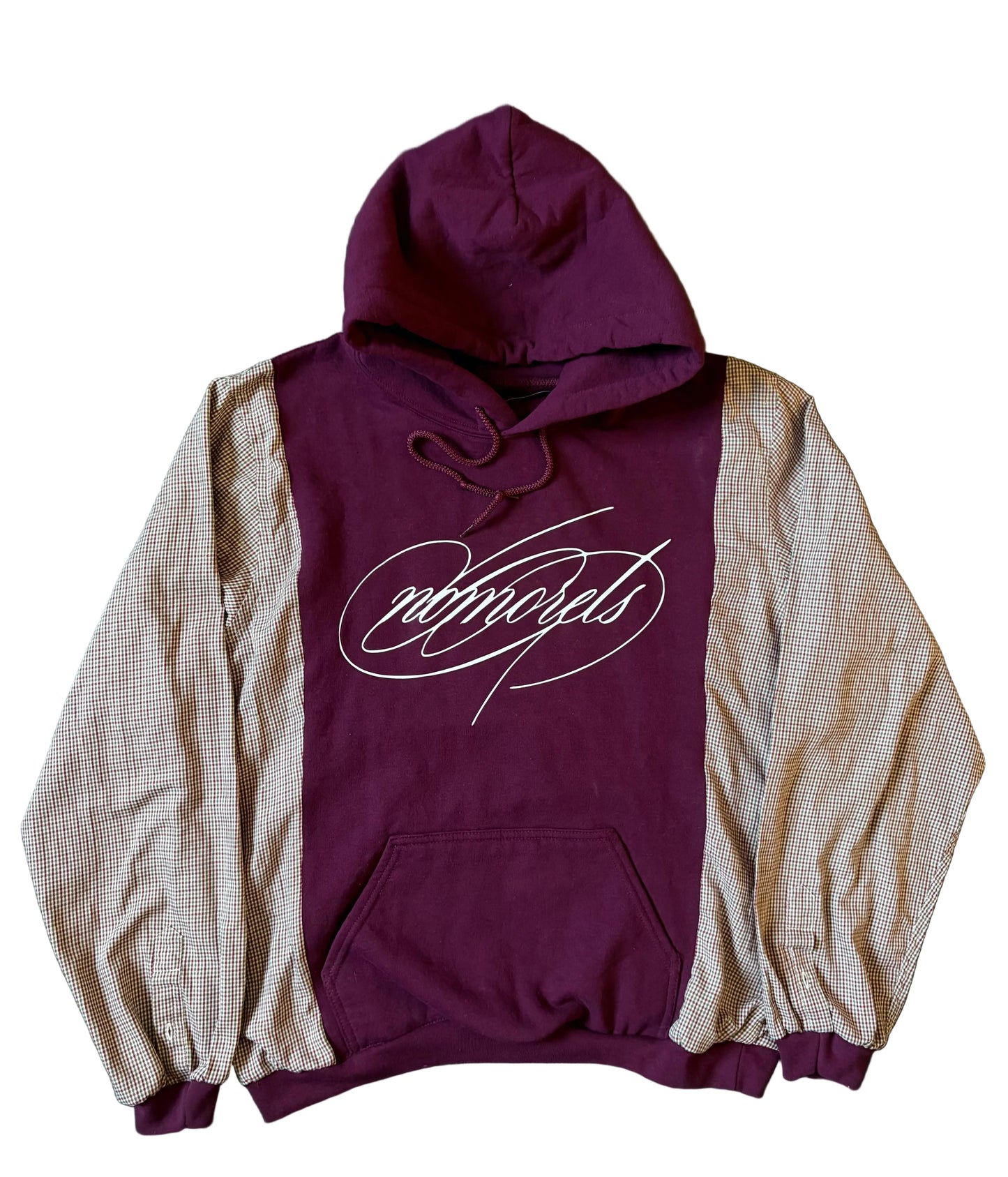 Cursive Flannel Contrast Hoodie