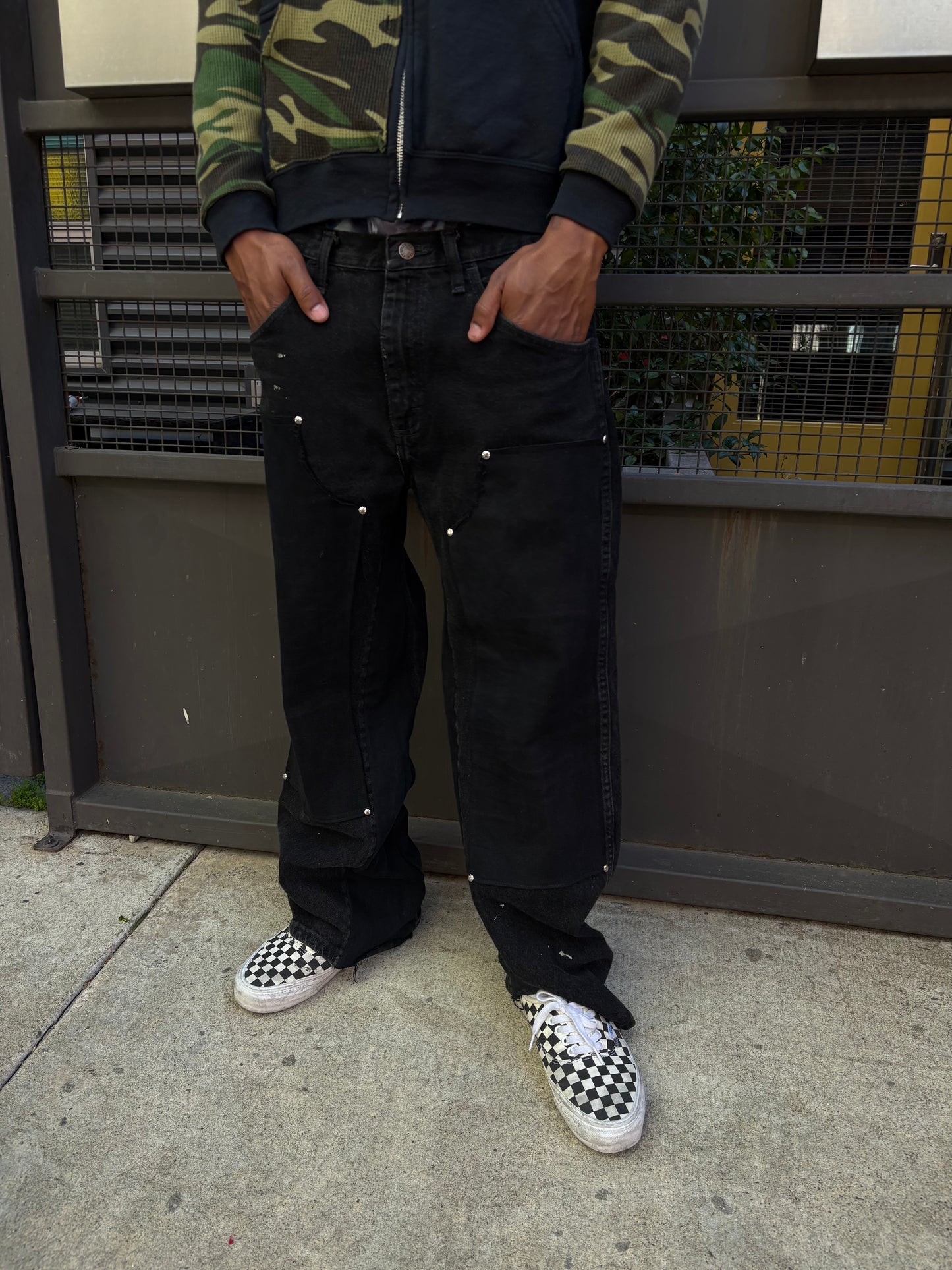 Black double knee jeans