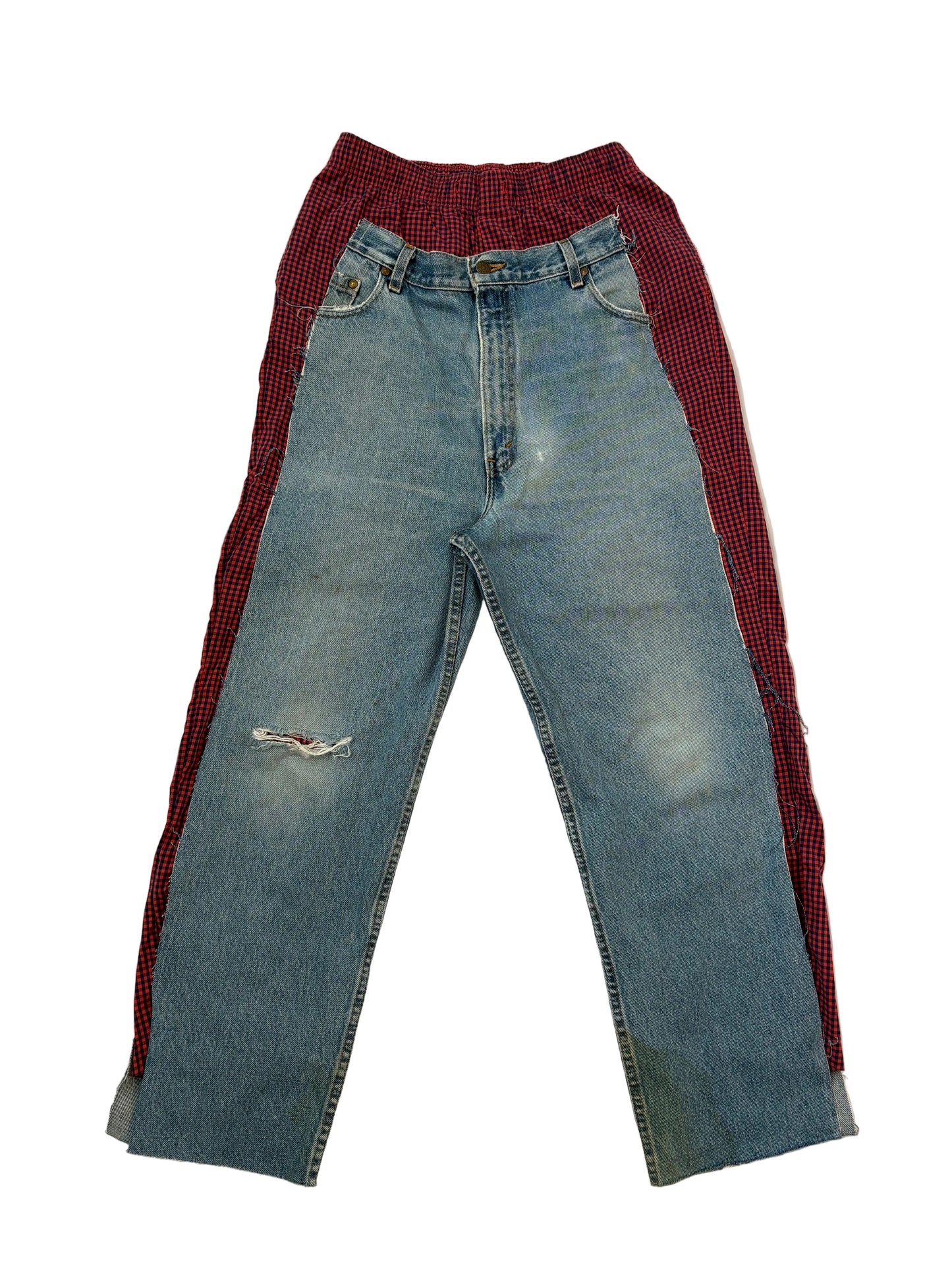Plaid contrast jeans