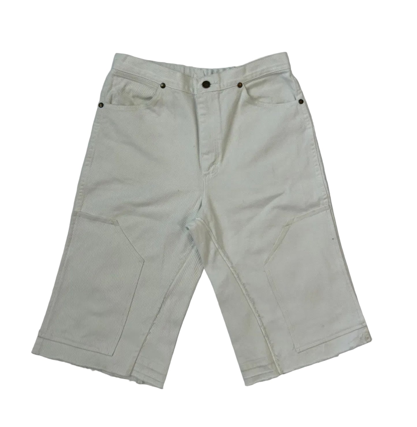 off white double knee jorts